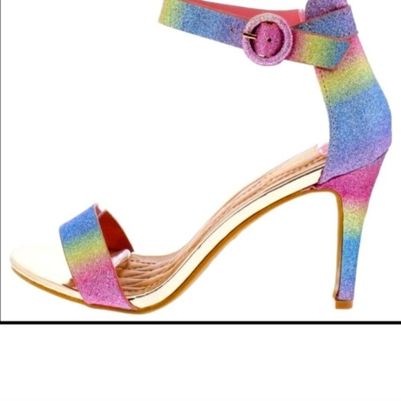 Anne Michelle Ankle Strap Open-Toe Multi Color Platform Heels - Picture 1 of 7